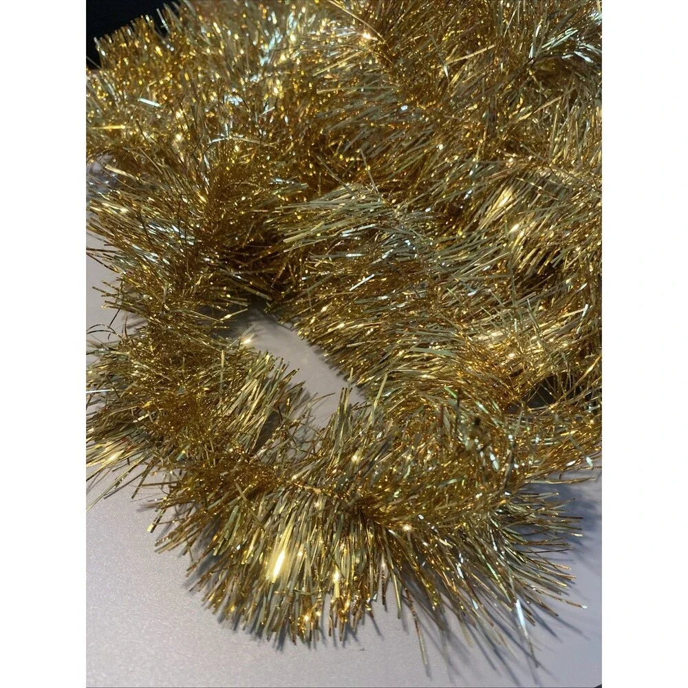 14 Feet Christmas Tinsel Garland Gold Holiday Tree Strand Crafting